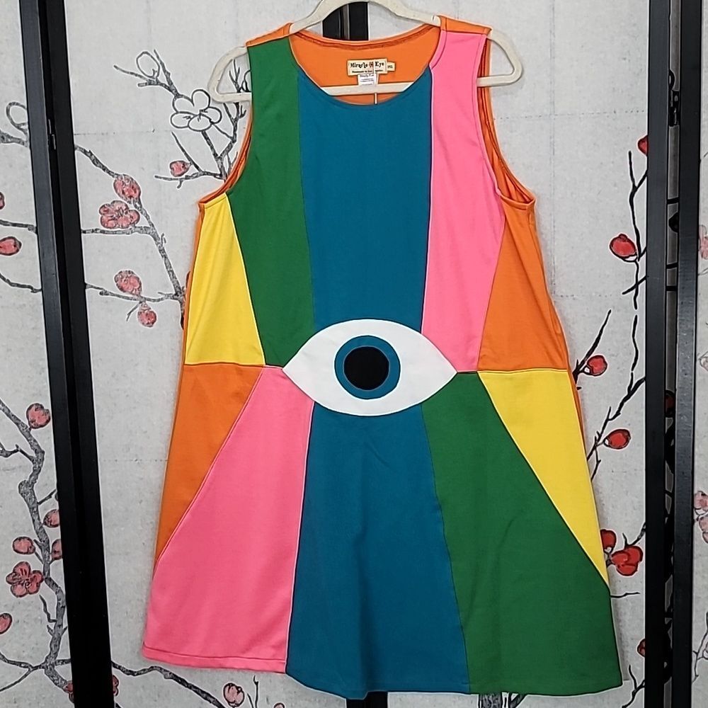 Miracle Eye Rainbow Mini-Dress Nwt Size 2XL - Picture 4 of 6